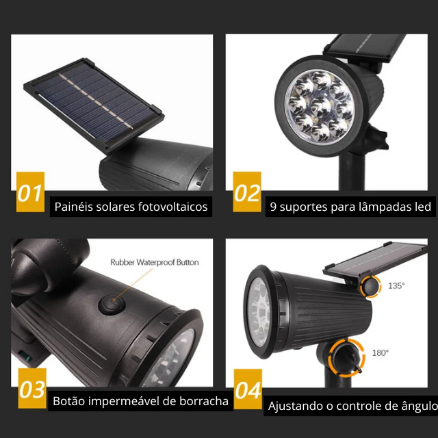 Luminária Espeto Jardim Super Led Energia Solar